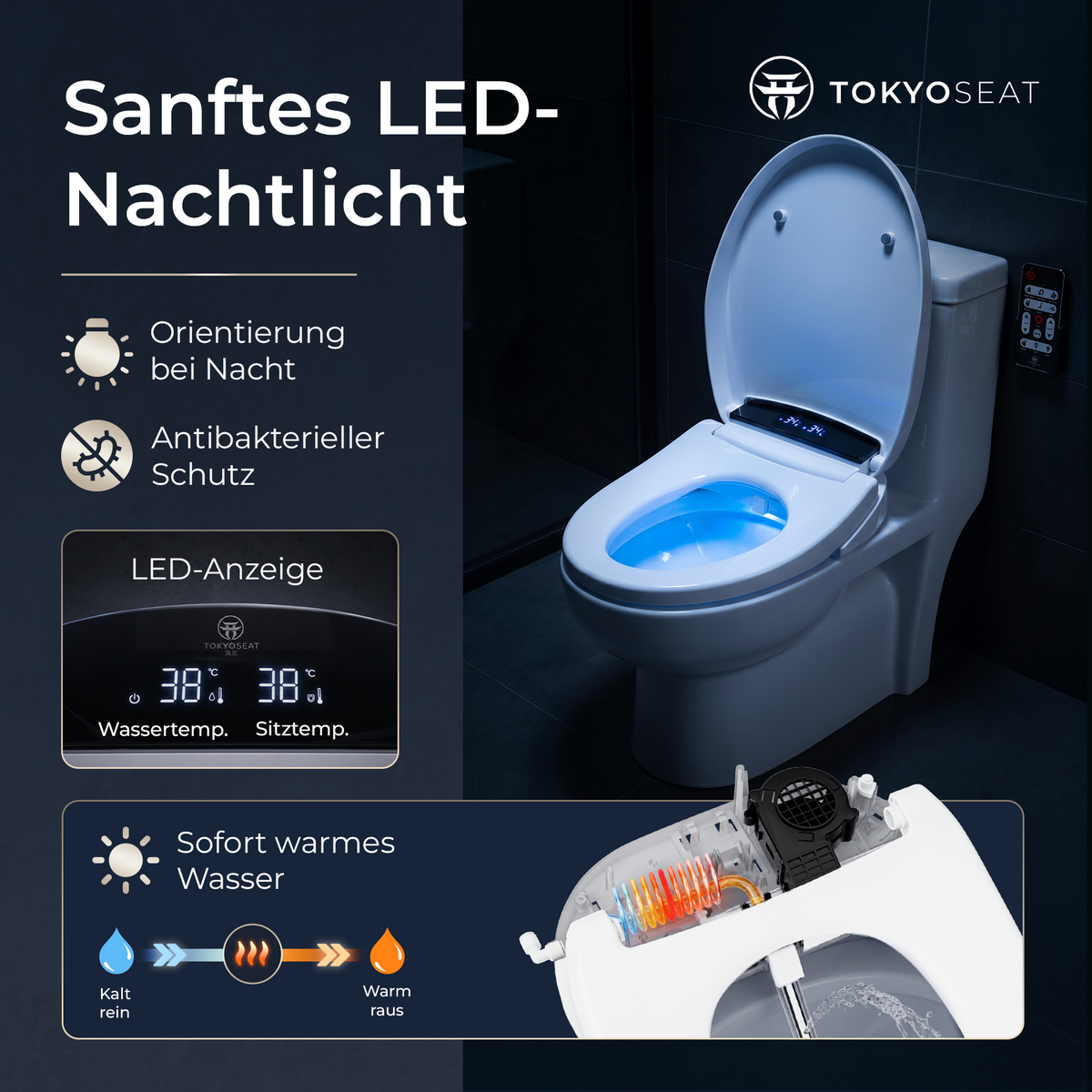 Dusch-WC Aufsatz mit Fernbedienung, TokyoSeat