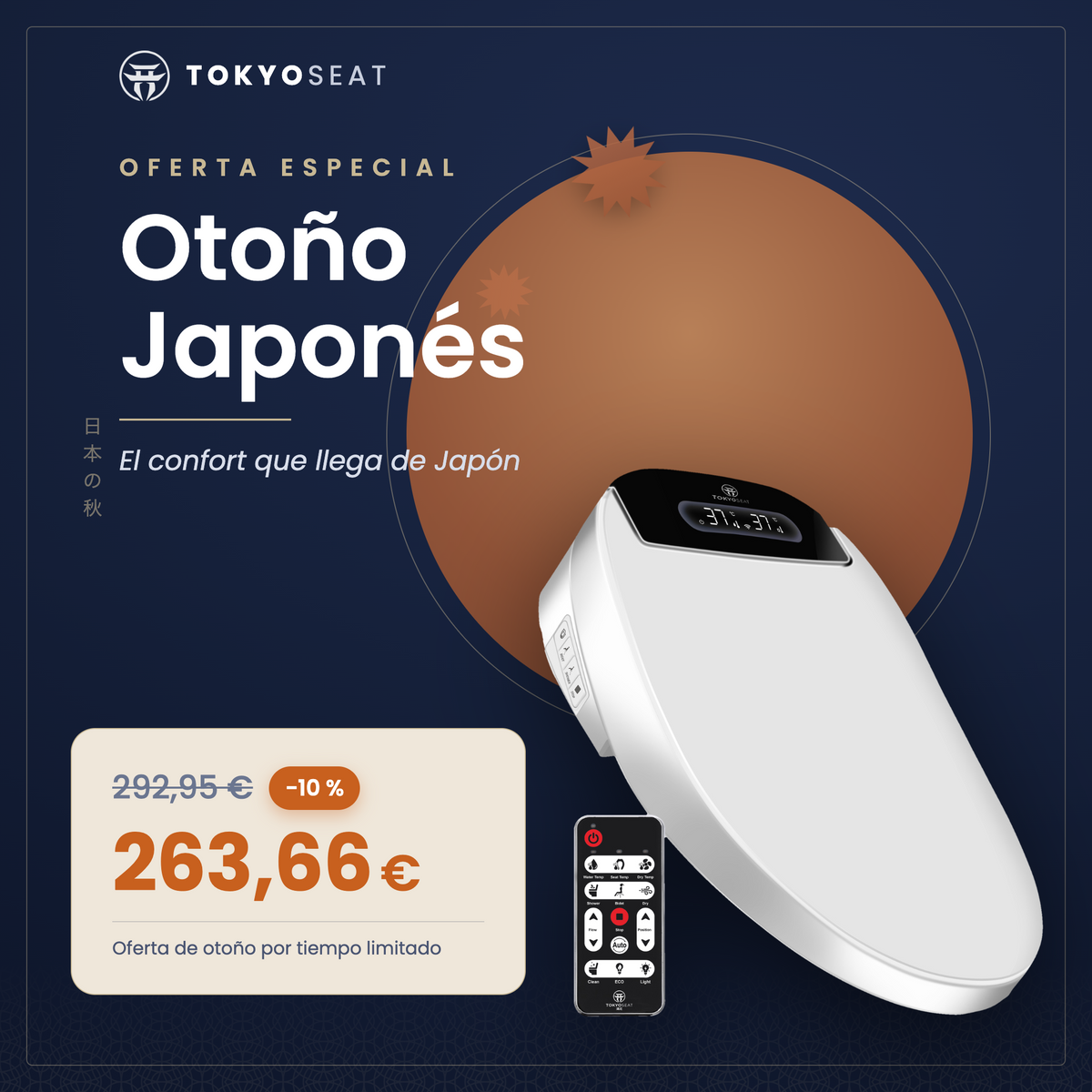 Asiento Inodoro Inteligente TokyoSeat con Mando a Distancia